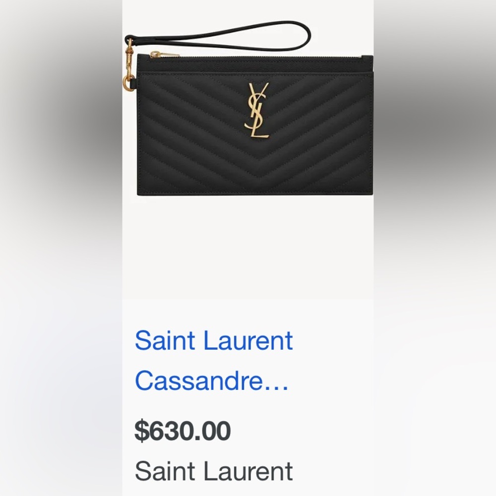 Saint Laurent “Cassandra” large pouch wristlet black - Picture 3 of 8